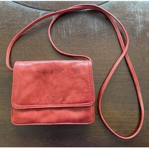 Avorio Genuine Soft Italian Leather Crossbody Bag - Made in Italy Red VGC